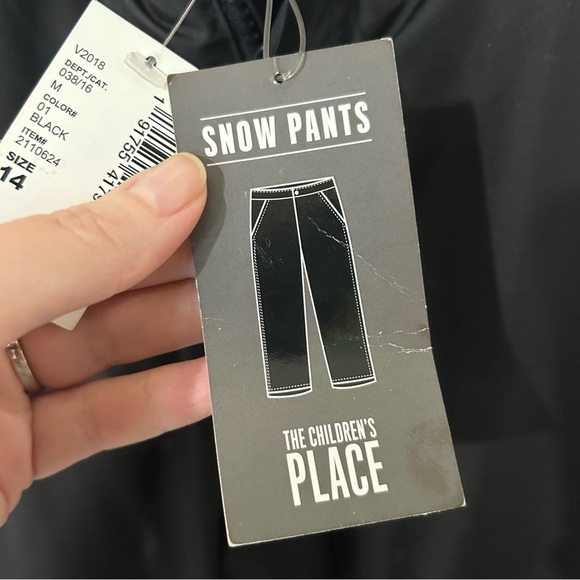 Children’s Place Snow Ski Pants Fleece Lined Water Resistant Size 14 NWT Black - Picture 6 of 8